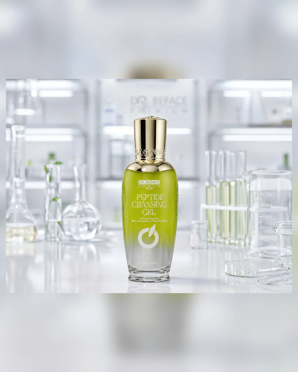 DR.BEFACE PREMIUM PEPTIDE CLEANSING GEL visto de frente, em frasco