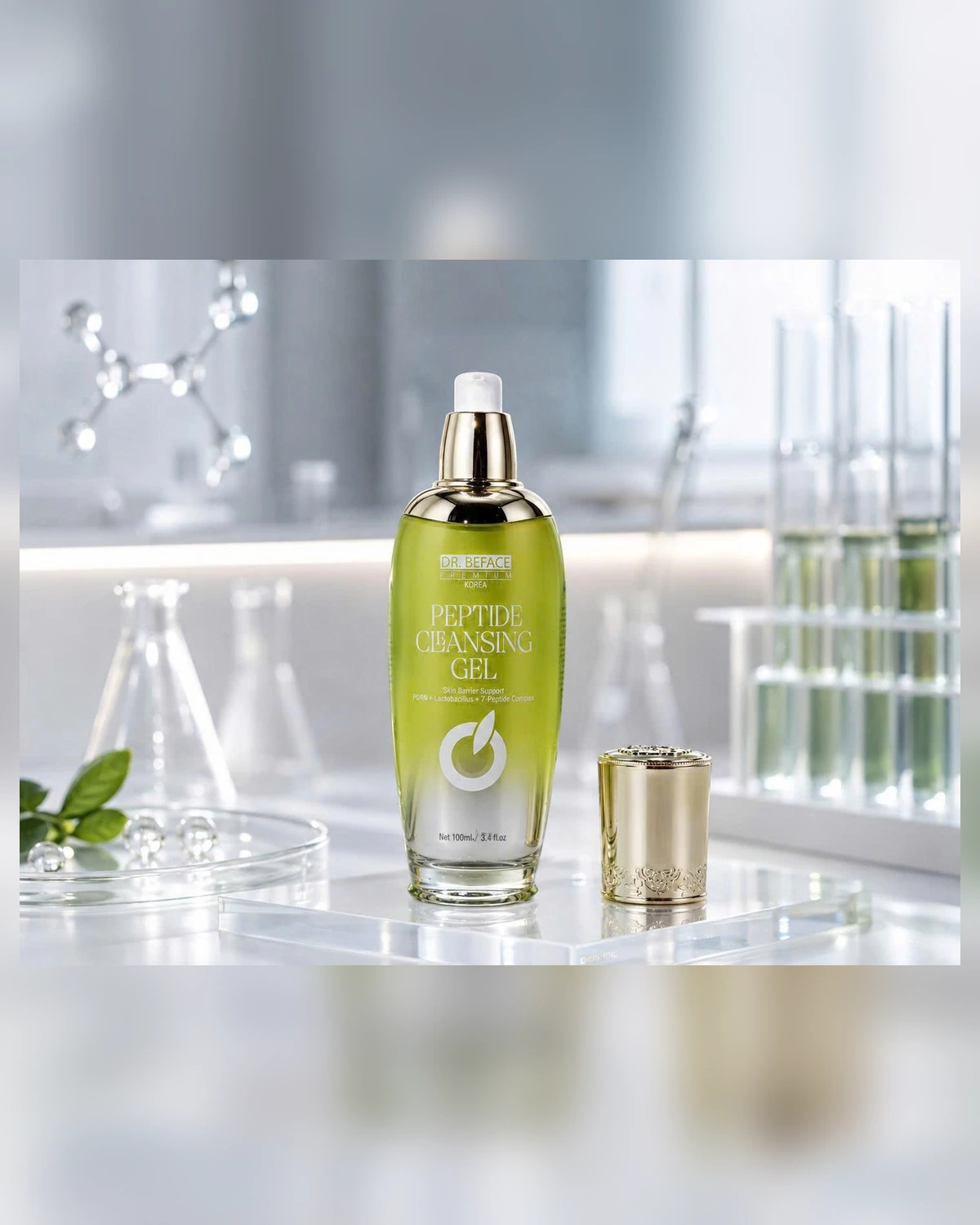 DR.BEFACE PREMIUM PEPTIDE CLEANSING GEL com a válvula dosadora exposta