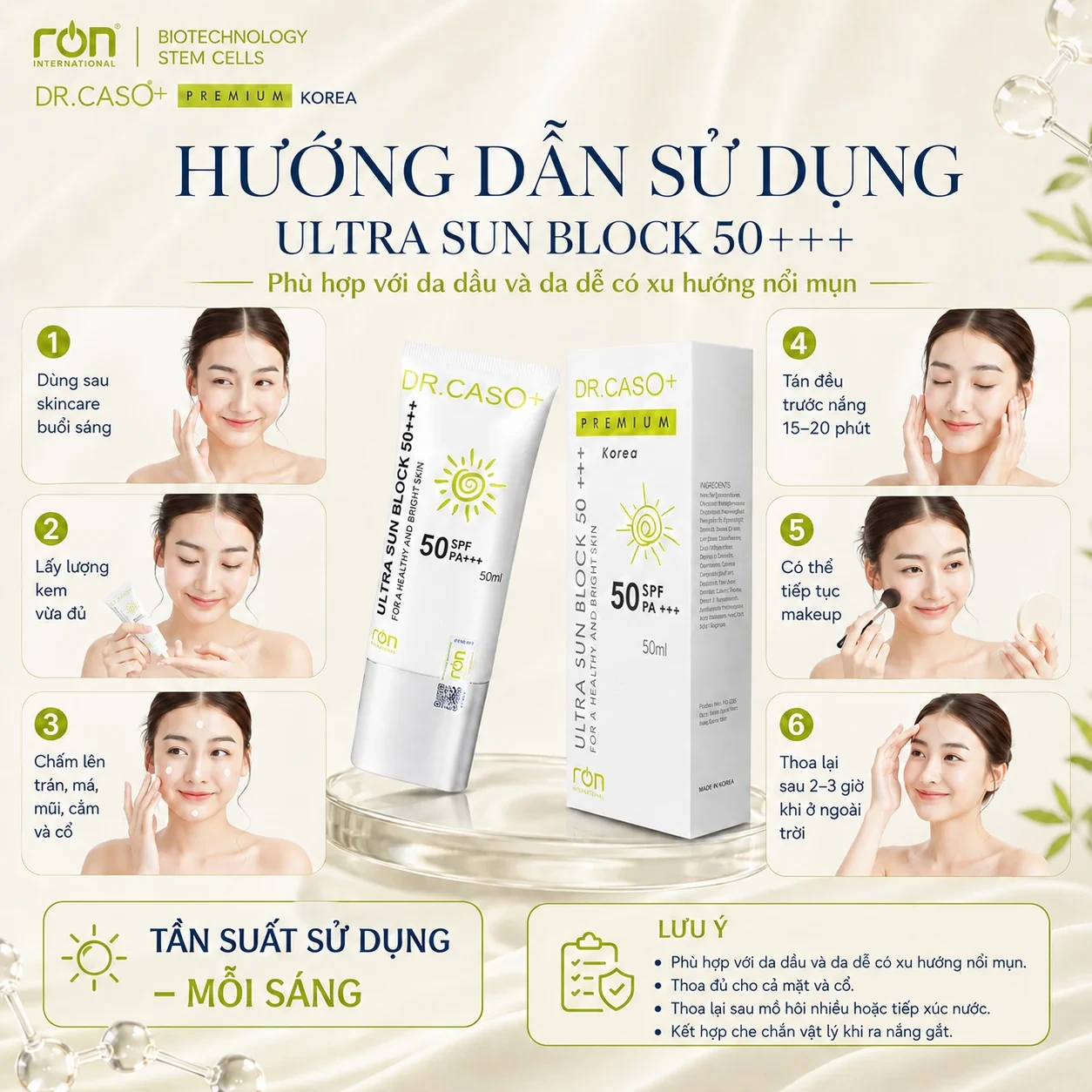 Hướng dẫn sử dụng · DR.CASO+ PREMIUM ULTRA SUN BLOCK 50+++