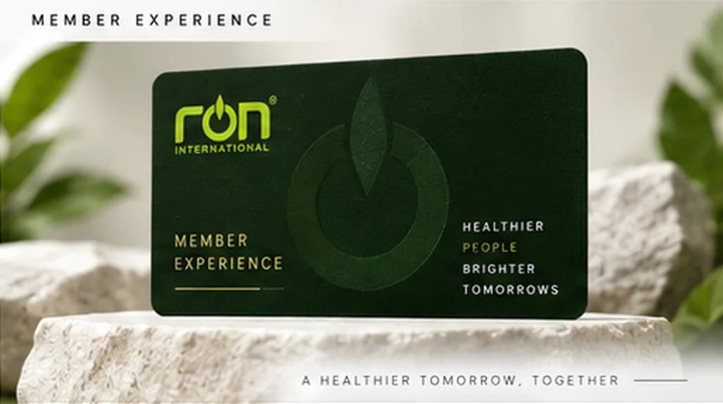 Thẻ RON Member Experience đặt trên đá tự nhiên