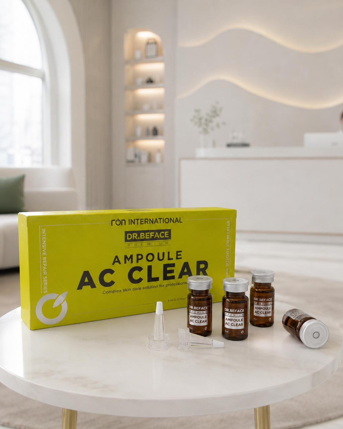 Caixa AC Clear e frascos de 8 ml.