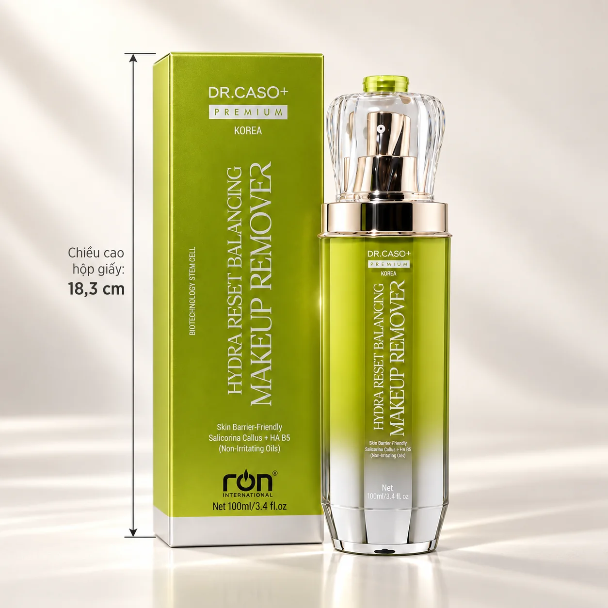 DR.CASO+ HYDRA RESET 100 ml cùng hộp giấy cao 18,3 cm