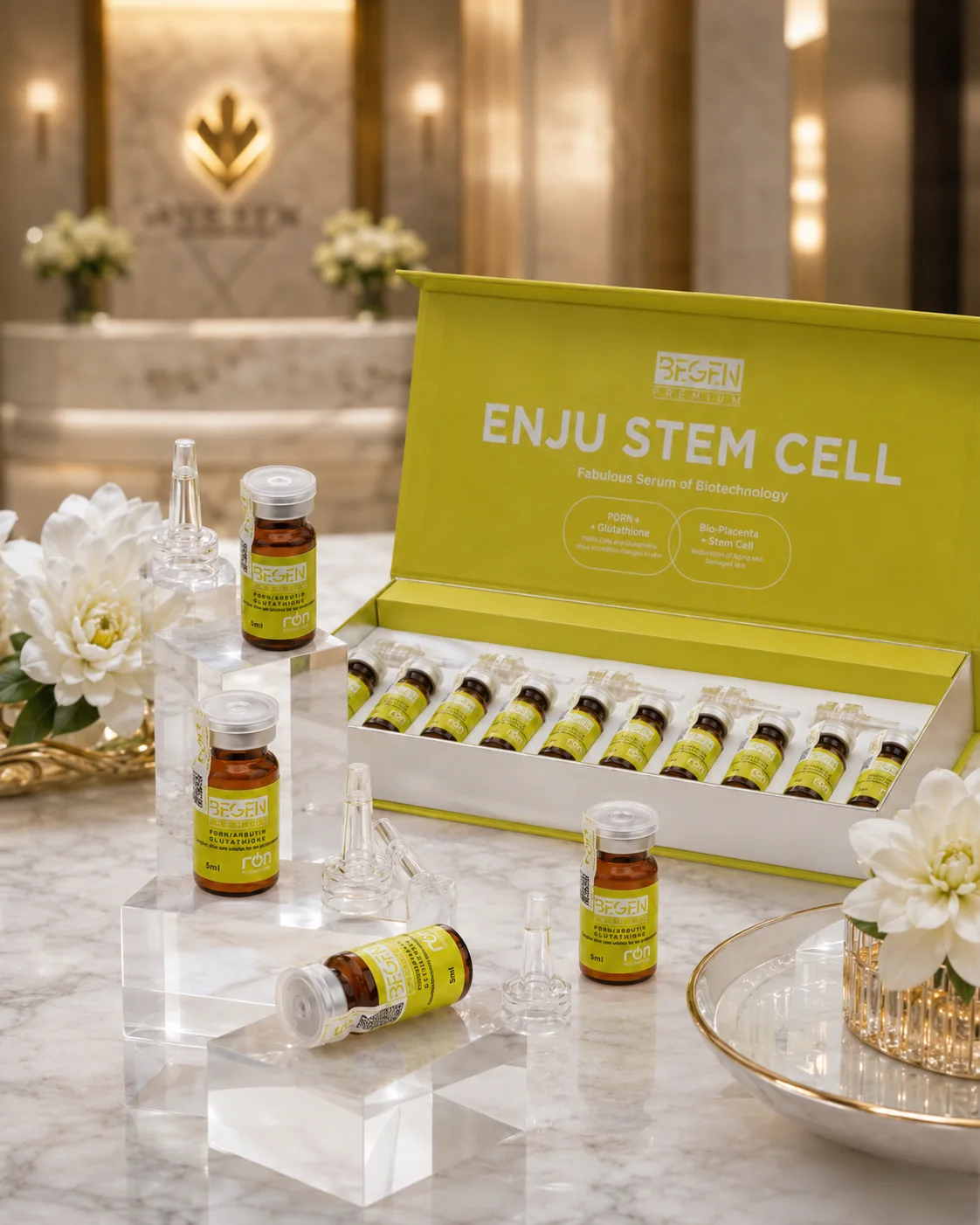 Bộ ảnh BEGEN ENJU STEM CELL: lọ 5 ml và set lớn 10 lọ
