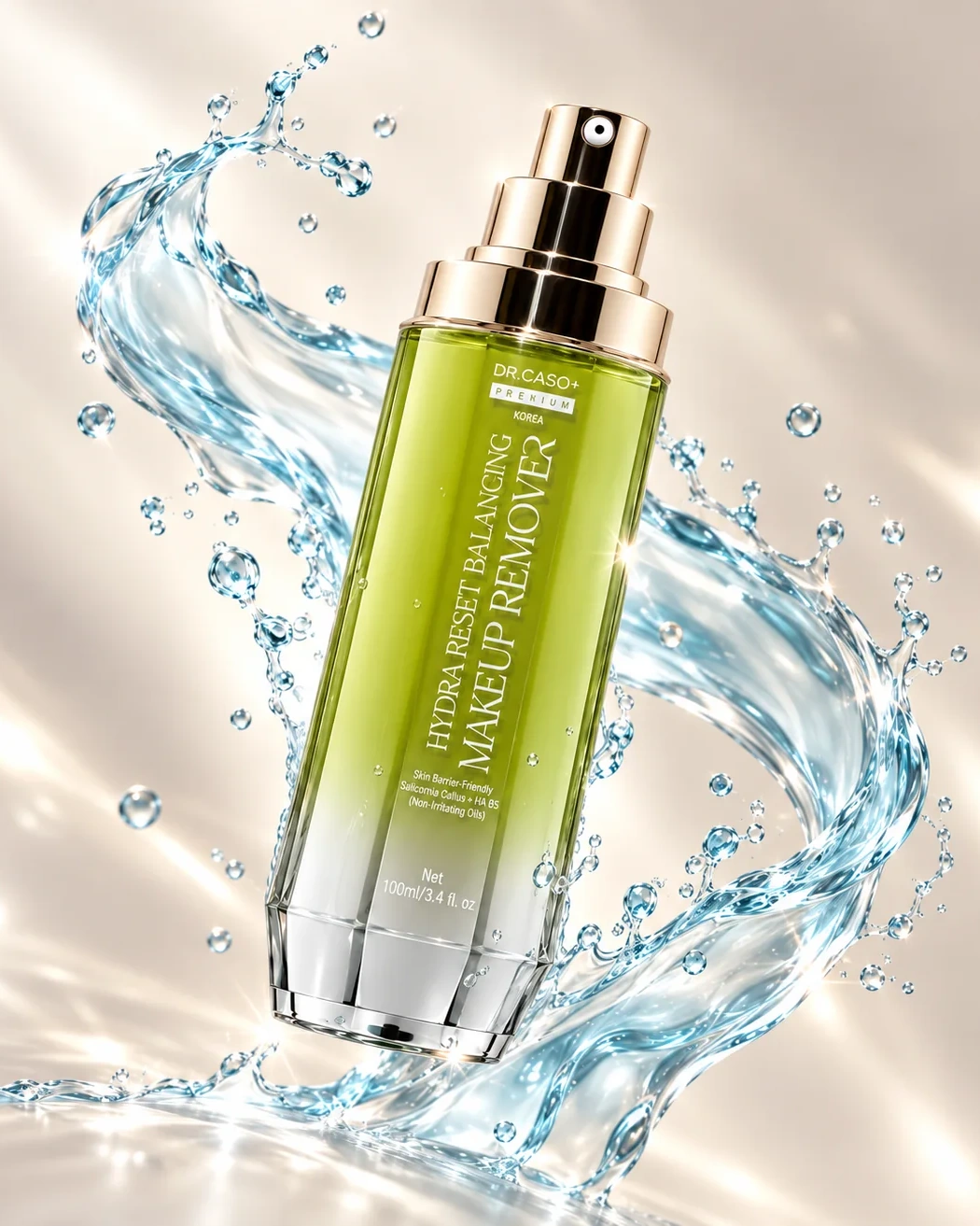 DR.CASO+ HYDRA RESET BALANCING MAKEUP REMOVER cùng hiệu ứng dòng nước